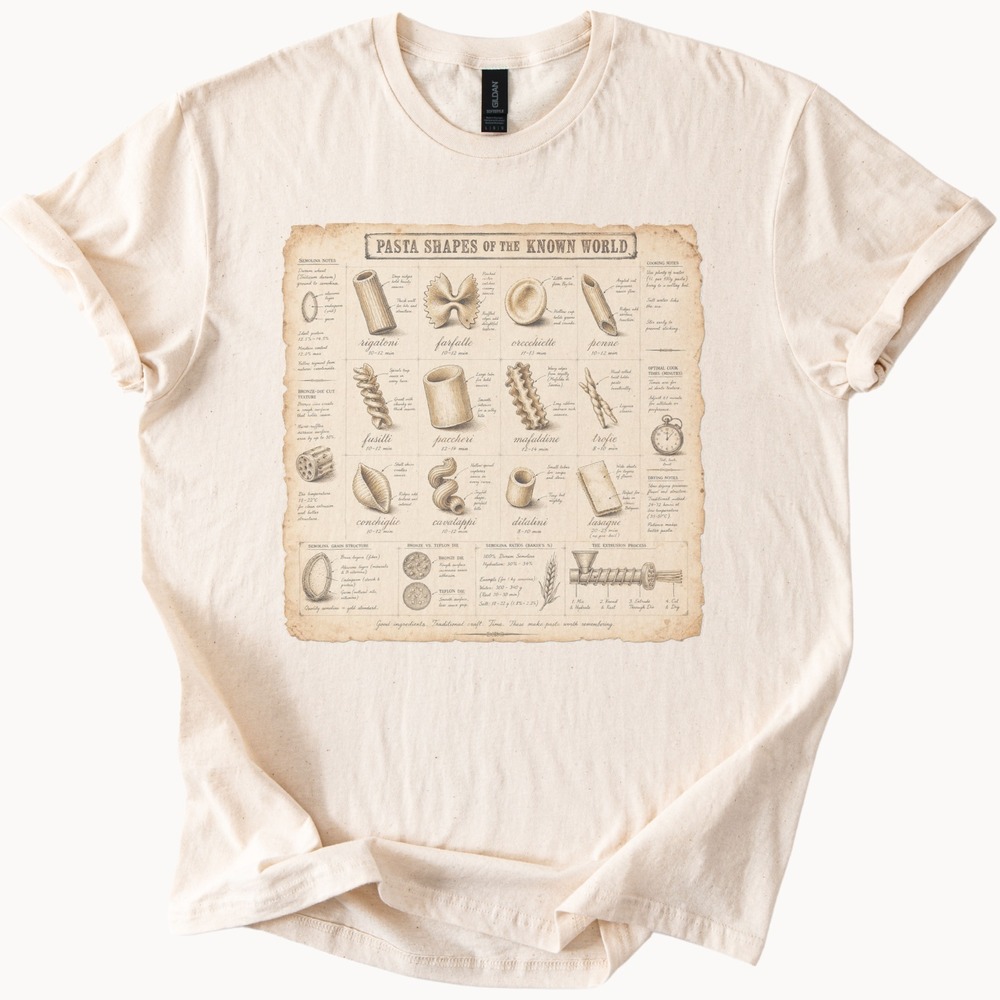 Pasta Shapes of the Known World Specimen Chart Tee